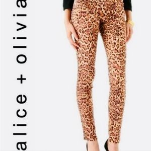 COPY - ALICE + OLIVIALeopard Print Skinny Jeans Mid Rise Stretch